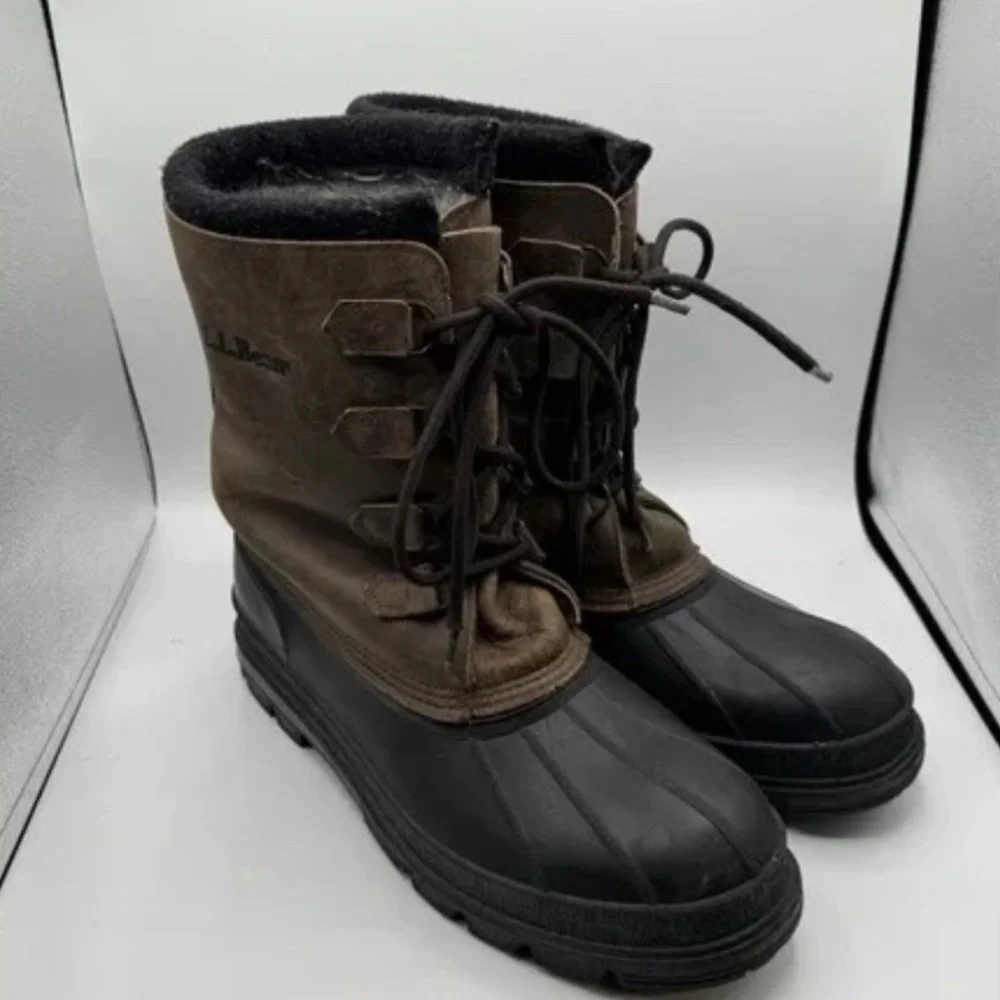 Men’s LL Bean Leather Waterproof Hunting Fishing Boots - Size 12 - Picture 7 of 10